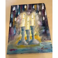 Buy Handmade Fine Art Titled   Shabbat Candles  Hand Signed By Local Artist Moussia • 177.97£