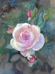 Buy Original Painting 30 X 40 Cm 153PV Art Modern Realism Watercolor Flowers Rose • 99.53£