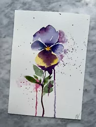 Buy Pansy Flower | Original Hand Painted | Watercolour Painting | Botanical | A5 • 35£