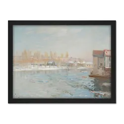 Buy Alfred Sisley The Loing Mills Moret Snow Effect Painting Framed Art Print 18x24 • 31.99£