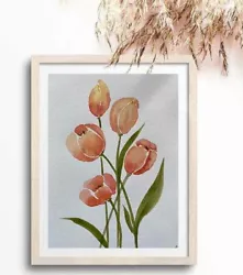Buy Tulips Flower | Original Painted | Watercolour Painting | Botanical | Signed • 20£
