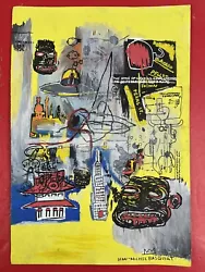 Buy Jean-Michel Basquiat (Handmade) Drawing Watercolor On Old Paper Signed & Stamped • 121.87£