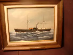 Buy Vintage Nautical Steamship Painting By Herb Hewitt Listed Mass Artist • 344.92£