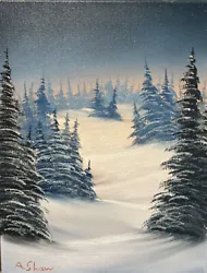 Buy Original Winter Landscape Oil Painting (11x14 Inch Canvas) Bob Ross Technique • 35£