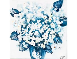 Buy Hydrangea Painting Original Art Impasto Flower Wall Panel Unique Gift Ideas 8x8  • 60.23£