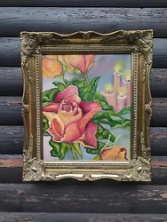 Buy Roses Vintage Framed Original Oil Painting Signed Still Life  • 348£