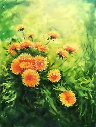Buy Dandelions Original Oil Painting Wild Spring Flowers Contemporary Art • 48£