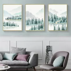 Buy Forest Mountain Abstract Poster Aesthetic Illustration Art Painting Canvas Print • 4.24£