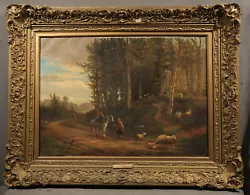 Buy Antique Belgian Landscape Countryside With People Horse And Sheeps • 6,314.88£