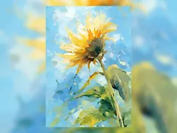 Buy Sunflower Facing Away Oil Painting Print 5 X7  • 4.99£