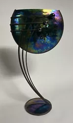 Buy Incredible Signed Green Blue Iridescent Glass Metal Wire Art Abstract Sculpture  • 82.68£