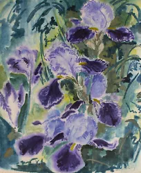 Buy Gerhard Schulte-Dahling Flower Still Life Iris Postwar Signed Watercolor • 126.08£