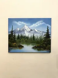 Buy Bob Ross Style Mountain Landscape Painting “Lakeside Reflections” 16x20 Inch • 103.36£