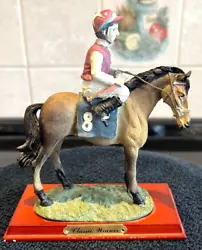 Buy Classic Winner Sculpture ~ Horse And Jockey No 8 Hand Painted Red/White Silks • 12£