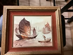 Buy Vintage Mixed Media Chinese Fishing Boats By Paul Wong, Matted And Framed&Signed • 103.36£