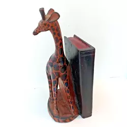 Buy VTG Hand Carved Painted Wood 12  Giraffe Heavy Bookend African Folk Art • 24.22£