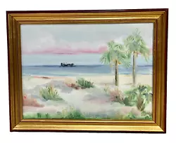 Buy Original Oil Painting Sue McMillan Landscape Sun Sky Beach Coast Framed  AT • 42.01£