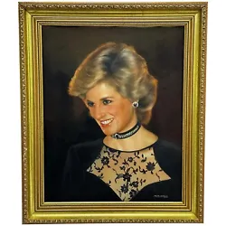Buy Oil Painting Princess Diana Diamond Sapphire Choker Midnight Blue Velvet Dress • 2,400£