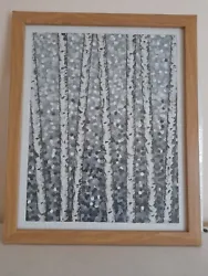 Buy Original Acrylic Painting Semi- Abstract Pointillism Silver Birch Trees • 48£