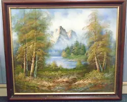 Buy FRAMED OIL PAINTING Of A Mountain Scene Signed Nathan • 24.99£