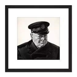 Buy Stone Portrait UK Prime Minister Winston Churchill Painting Framed Wall Art 8X8 • 17.49£