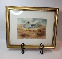 Buy D. Woods Original Framed Watercolor Old Barn In Field Farmhouse Live Edge Signed • 60.32£