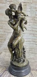 Buy Absolute Stunning Signed Nude Bronze Sculpture Of Angelic Woman Holding Baby • 987.23£