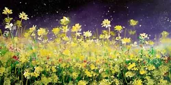 Buy 100x50cm - Midnight Garden - Floral Stars Art  - By Jennifer TAYLOR • 280£