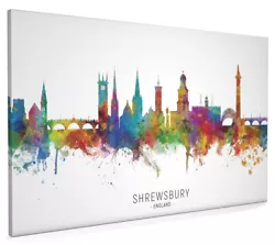 Buy Shrewsbury Skyline, Poster, Canvas Or Framed Print, Watercolour Painting 8877 • 14.99£