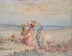 Buy Unframed Original Oil On Board Painting Women On The Beach Yvonne Dupre • 17.99£