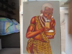 Buy Rather Unusual Large Original Painting Signed M BAZ   African Portrait Of Elder? • 0.99£