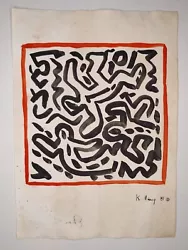 Buy Keith Haring Painting Drawing Vintage Sketch Paper Signed Stamped • 83.63£