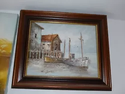 Buy Vintage Oil Painting On Canvas Harbor Scene Framed By W Jones 28 X 34 Cm • 21.99£