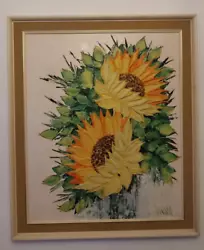 Buy Vintage Heavily Textured Oil Painting Sunflowers Signed Xander Kerr • 220£