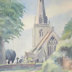 Buy Vivien Dewes Watercolour Painting Church Landscape Art Deco Early 20th Century  • 21.58£