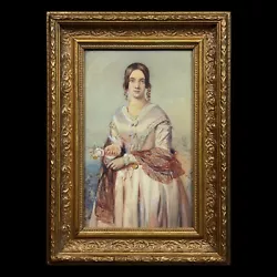 Buy Antique 19th Century Watercolour Portrait Painting Of A Young Lady • 290£