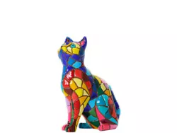 Buy Multicolored Cat Statue,  Ole  Model, Mosaic Hand Painted. Height 11 Centimeters • 17.85£