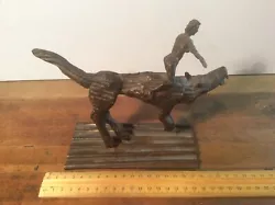 Buy Bronze Sculpture Of A Lady Riding A Beast Most Likely Anton Hasell • 224.14£