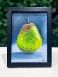 Buy Pears Oil Painting- MINI FRAMED Realism Original Fruity Artwork Kitchen Decor • 95£