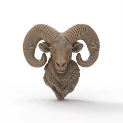 Buy Ram Head STL File For CNC Router Aries Sculpture Bas Relief Digital 3D Model • 2.32£