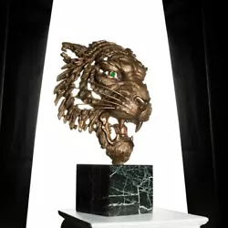 Buy Original Bronze Statue Sculpture  Tiger  (mask)  Signed  • 11,800.92£