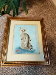 Buy Original Pastel Picture Of A Cat Signed Blue Pale Background 32cm By 40cm • 46.99£
