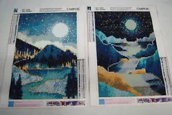 Buy Completed 2 Diamond Art Painting Full Round Moon Stars Stream Mountain 12 X16 Ea • 28.34£