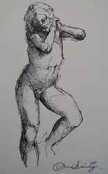 Buy Pen Ink Drawing Of A Sculpture By Giovanni Dupre 'Il Bacchino Della Crittogama' • 29.99£