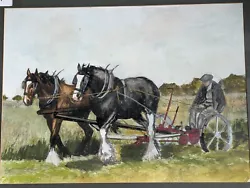 Buy Vintage Original Watercolour Painting Agriculture Scene Unsigned Horses Pulling • 59.99£