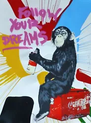 Buy Mr Brainwash Everyday Life 1/1 Hand Signed Follow Your Dreams Monkey Street Art • 9,131£