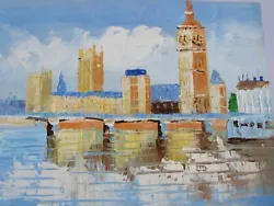 Buy London City Scape Small Oil Painting Canvas Colourful Contemporary England Art • 15.95£