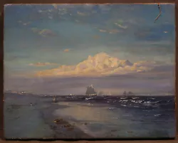 Buy 19th Century Beautiful Seascape With Boats Ships And Figures Beach Sundown • 3,946.80£