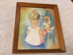 Buy Vintage Soulet Girl And Kitten Picture In Frame • 6£