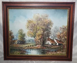 Buy Vintage Original Oil On Canvas Painting - Forest Woodland Village Scene Unsigned • 34.95£